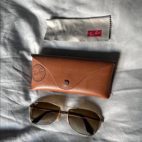 Ray-Ban Gold Frame Sunglasses and Brown Case Ray-Ban | Accessories | Rayban Gold Frame Sunglasses With  main image 4